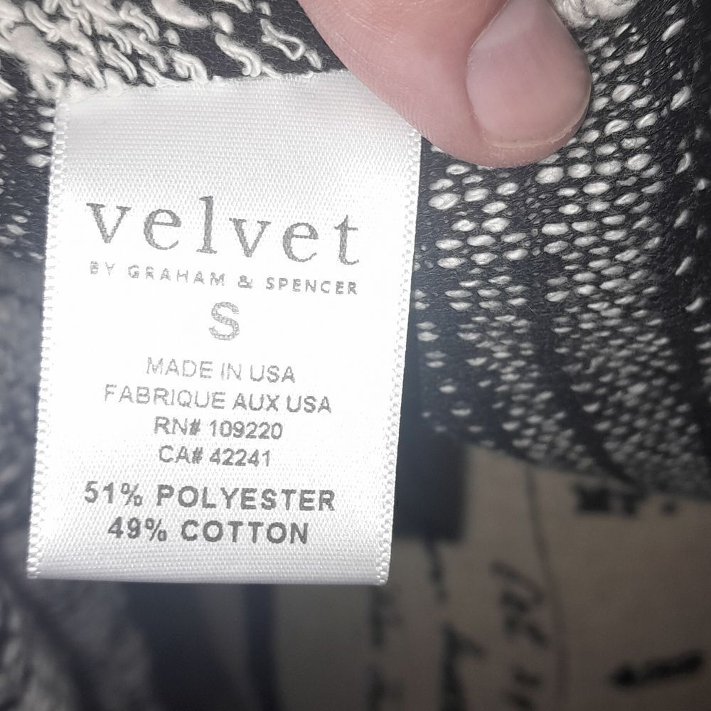 NWT VELVET BY GRAHAM & SPENCER BLACK/WHITE OPEN FRONT TWEED JACKET BLAZER SMALL - Picture 3 of 7